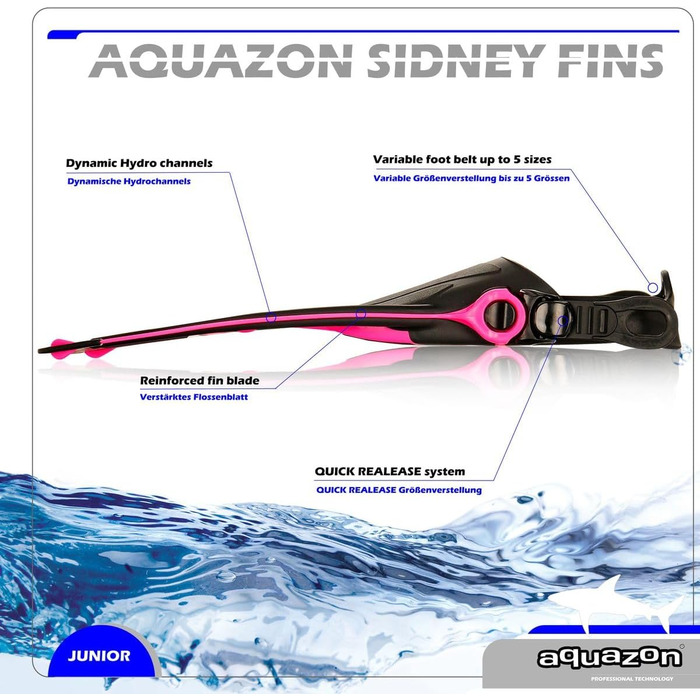 Ласти для дітей AQUAZON Sidney, регульовані, рожеві, 32/37