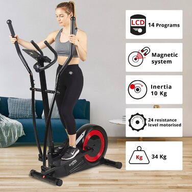 Еліптичний тренажер Care Fitness CE-665 з моторизованим регулюванням опору - 21 програма тренувань, 20 кг маховик, 24 рівні опору