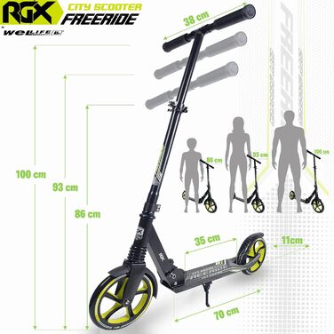 Самокат WeLLIFE Freeride RGX з великими колесами 200 мм, передньою амортизацією, для дорослих і дітей, міський складаний скутер