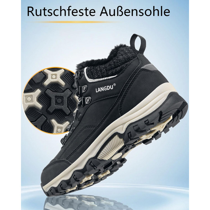 Зимові черевики жіночі, снігоступи, антиковзаючі, зимові черевики 37-42 EU (41 EU, Чорний)