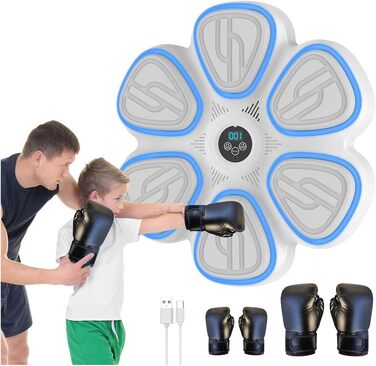 Музична боксерська машина Doramier з Bluetooth, LED-підсвічуванням та 2 парами рукавичок. 9 режимів тренування, підрахунок ударів, для дорослих та дітей.