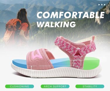 Сандалії жіночі KuaiLu для трекінгу та відпочинку: ортопедичні, з регулюванням на липучці, рожеві (39 EU)