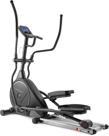 Еліптичний тренажер Hop-Sport HS-160CF Stage, 12 програм, для дому, з транспортувальними роликами, сірий