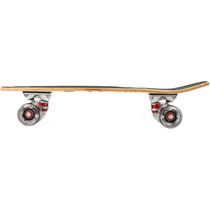Скейтборд FunTomia Mini-Board Cruiser 57 см з 7-шарового канадського клену, підшипники Mach1 ABEC-9, білі з черепом, чорні LED-колеса