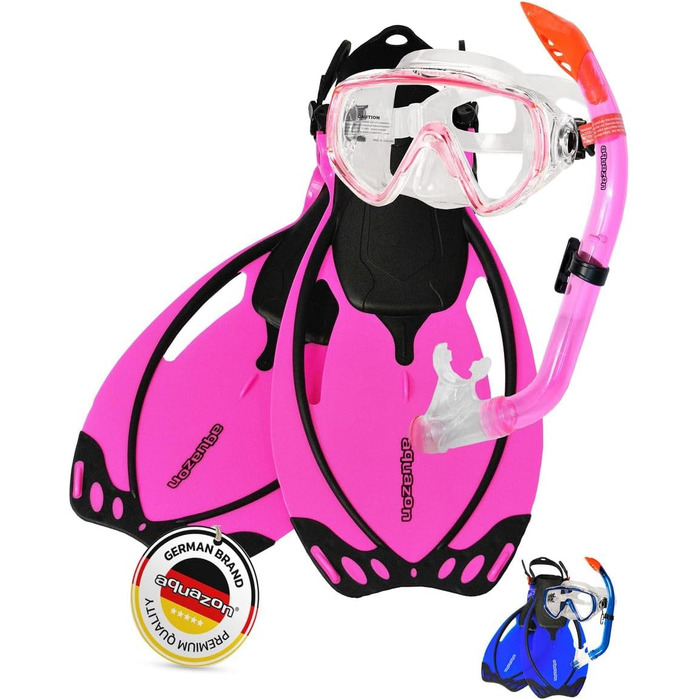Набір для снорклінгу Aquazon Miami для дітей, рожевий (32/37), маска з антизапотіваючим склом, трубка, ласти