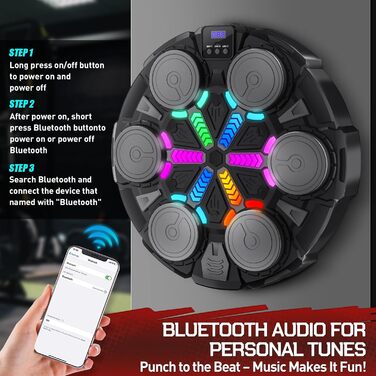 Боксерський тренажер Esnowlee з музикою та світлом, 11 режимів швидкості та 3 режими рахунку, для дітей та дорослих