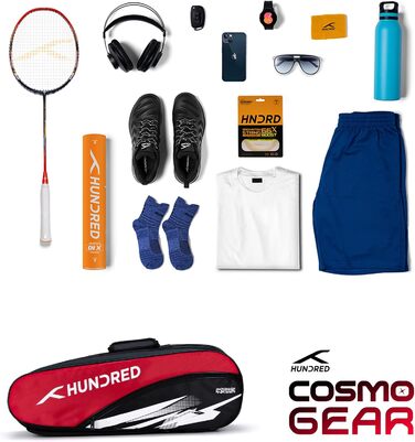 Сумка для бадмінтону Cosmogear: професійна сумка-рюкзак для 2 ракеток, поліестер, чорно-червона