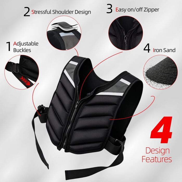Утяжелитель Abahub 4.5 кг (10lb) унісекс з блискавкою та світловідбиваючими смугами для фітнесу, бігу, силових тренувань