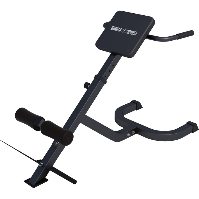 Рюкзак-тренажер GORILLA SPORTS® - 5-позиційний, до 120 кг, з фіксацією ніг, чорний. Тренажер для спини, гіперрозгинання, прес, для дому