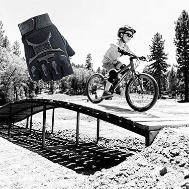 Дитячі велосипедні рукавички Long Keeper - півпальчикові, для катання на велосипеді, скейтборді, ролерблейдах, чорні