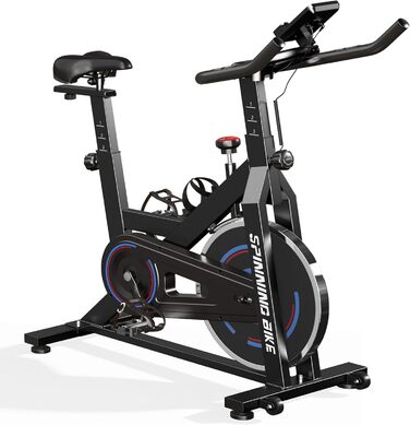 Шосений велотренажер Soges з магнітним опором, спінінг-байк, фітнес-велосипед з монітором пульсу та LCD-дисплеєм, підставка для планшета, до 150 кг, чорний