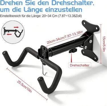 Кріплення для велосипеда на стіну CYFIE (2 шт.) - складне, з м'якою підкладкою, до 25 кг, для MTB та шосейних велосипедів