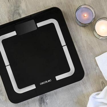 Розумні ваги Cecotec Surface Precision 9750 Smart Healthy з біоімпедансом, Bluetooth, 10 параметрів здоров'я, загартоване скло, чорні (30 x 30 см)