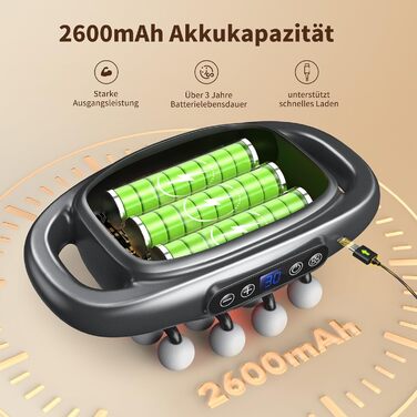 Масажний пістолет VTT з 16 насадками для глибокого масажу м'язів спини та плечей, 3 режими, 30 швидкостей, акумулятор 2600mAh