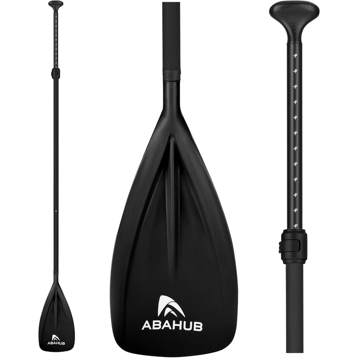 Abahub SUP весло телескопічне 3-х секційне 173-213см з алюмінію з покриттям PU для SUP дошки, серфінгу, каякінгу, човнів. Лопаті з пластику та нейлону, кольори: чорний/синій/зелений/помаранчевий/жовтий/блакитний.