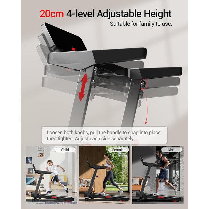 Бігова доріжка UMAY L10: електричний біговий доріжки з нахилом 20%, швидкість до 14 км/год, складний, потужність 3.5 PS, для дому, вантажопідйомність 180 кг