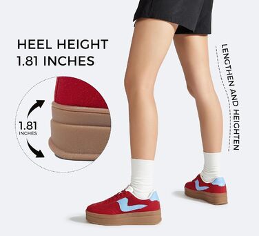 Жіночі кросівки на платформі LUCKY STEP – модні масивні кросівки, зручні шнурівки для повсякденного носіння та прогулянок з прошитими деталями, чорно-білі (червоно-сині, 36 EU)