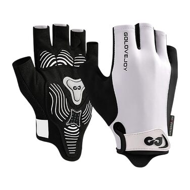 Фінтронік велоперчатки напівпальцеві для чоловіків, спортивні велоперчатки з антиковзким покриттям та амортизацією, дихаючі велоперчатки для гірського велосипеда, шосе, фітнесу (M, Білий)