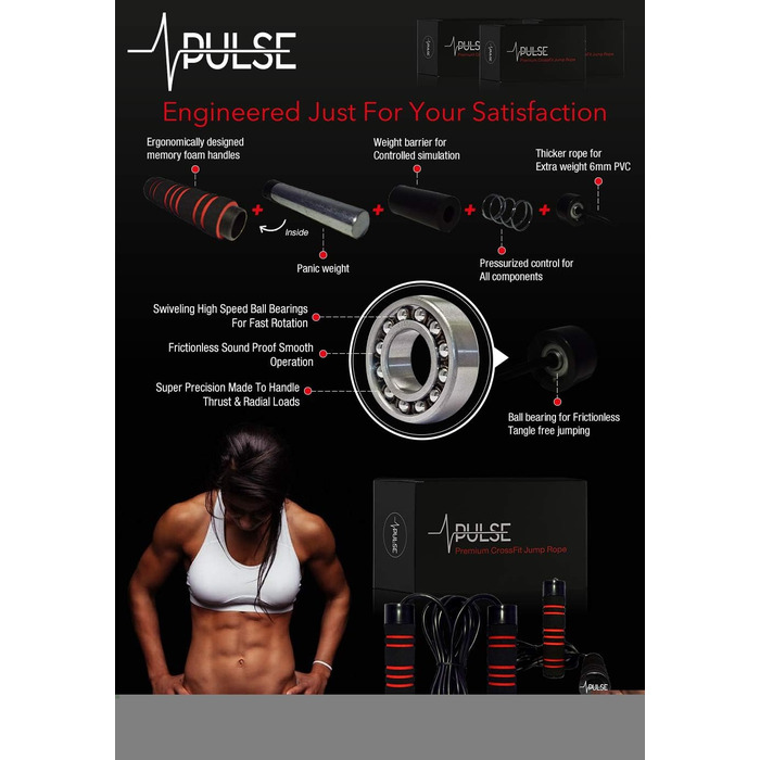 Важкий скакалка (0,5 кг) з ручками з Memory Foam та товстим тросом для швидкості, для фітнесу вдома, кардіо, боксу, MMA, кросфіту, витривалості, стрибків