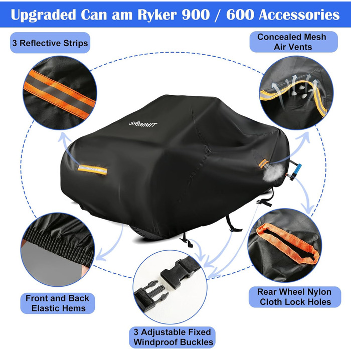 Чохол для тримака мотоцикла Trike, водонепроникний, 420D Oxford, Honda Trike Shelter (Ryker)