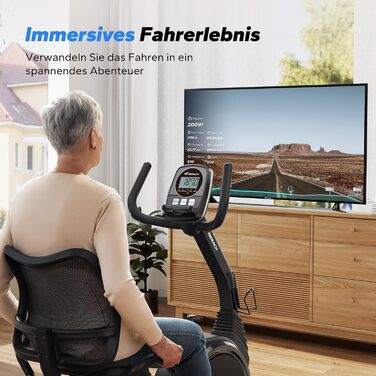 Велотренажер MERACH Liegeergometer для дому з 8 рівнями регулювання опору, легкий, з Bluetooth, LCD-дисплеєм та датчиками серцевого ритму, чорний