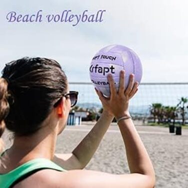 Волейбольний м'яч Krfapt 5 розміру, офіційний, Soft Touch – для тренувань та гри на вулиці/в приміщенні, водонепроникний, з дизайном Ripples (Blue/Purple/Pink)