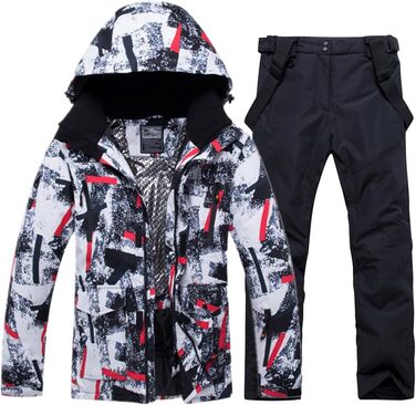 Костюм чоловічий гірськолижний HOTIAN, комплект куртка та штани, теплий зимовий костюм для сноубордингу, катання на лижах, походів, альпінізму, XL, червоно-біло-чорний