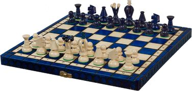 Шаховий набір Sunrise Chess Mittleres Königliches в синьому кольорі (35x35 см) – поєднання традицій та сучасного стилю