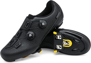 Велотуфлі чоловічі/жіночі для велоспорту, сумісні з SPD-SL, SPD/Look KEO, чорні (42 EU)