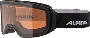 ALPINA ARRIS Q – Дзеркальна поляризована лижна маска OTG для дорослих, 100% UV-захист, чорна матова