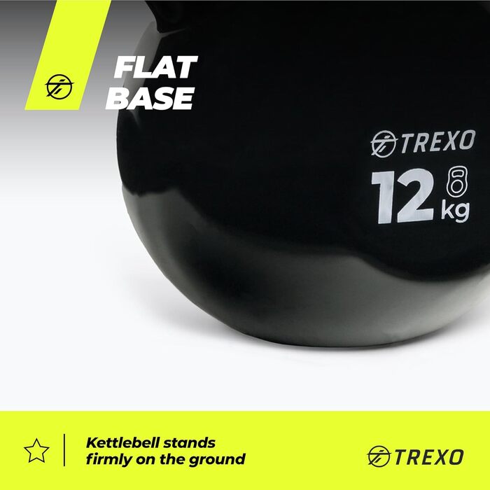 Гиря TREXO 12 кг з чавуну з вініловим покриттям для фітнесу, домашніх та тренажерних залів