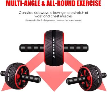 Ролер для пресу з подвійними колесами, комплект з килимком для колін. Тренажер для пресу, допомога у схудненні, фітнес, тренування, білий