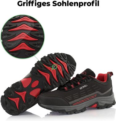 Черевики для хайкінгу/трекінгу для жінок та чоловіків, водонепроникні, чорно-зелені/чорно-червоні (36 EU)