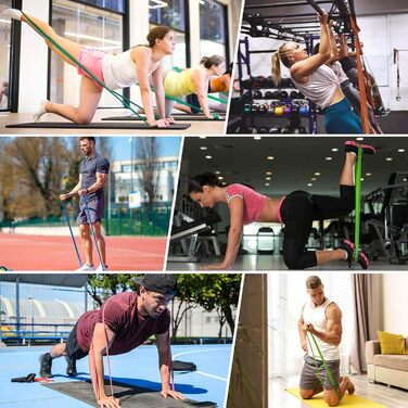 Еластичні стрічки для фітнесу Widerstandsbänder 4 рівні, 4 шт. для силових тренувань, розтяжки, калістеніки, кросфіту, пілатесу, йоги, з дверним фіксатором та сумкою для зберігання