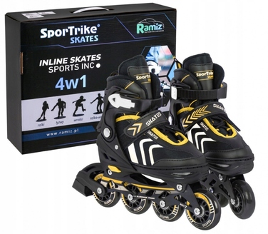 Дитячі роликові ковзани SporTrike, регульовані (розмір 29-33), чорно-жовті, 4 колеса 85A