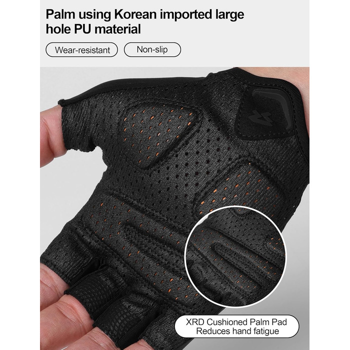 Велосипедні рукавички Ameda: тонкі, літні, дихаючі, з антиковзким покриттям, для шосе та MTB, чоловічі та жіночі, зелені (L, чорні)