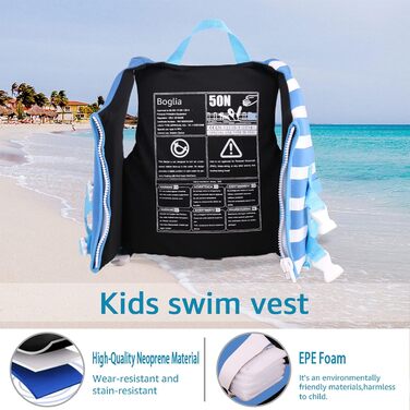 Дитяча жилетка для плавання PROTAURI Neopren, 2-9 років, 50N, блакитна