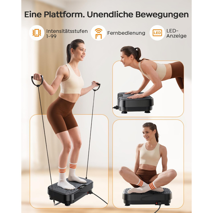 Платформа вібраційна Burever 150W з пультом, 99 рівнів інтенсивності, 5 програм, для масажу ніг, тренувань та формування м'язів