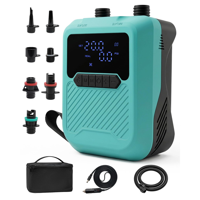 Насос електричний для SUP дошки 20PSI, 12V, автомобільний, подвійного дії, для накачування та здування SUP, каяків, надувних матраців