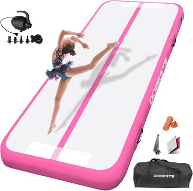 Мат для гімнастики DOBESTS Airtrack Matte рожева 600x100x20 см з насосом та сумкою