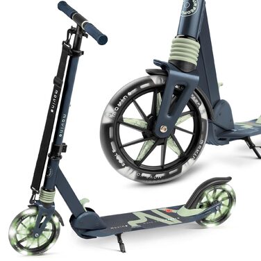 Електросамокат Movino City Light для дітей та підлітків, синій/оливковий: з амортизатором, колеса 180мм, регульований кермо