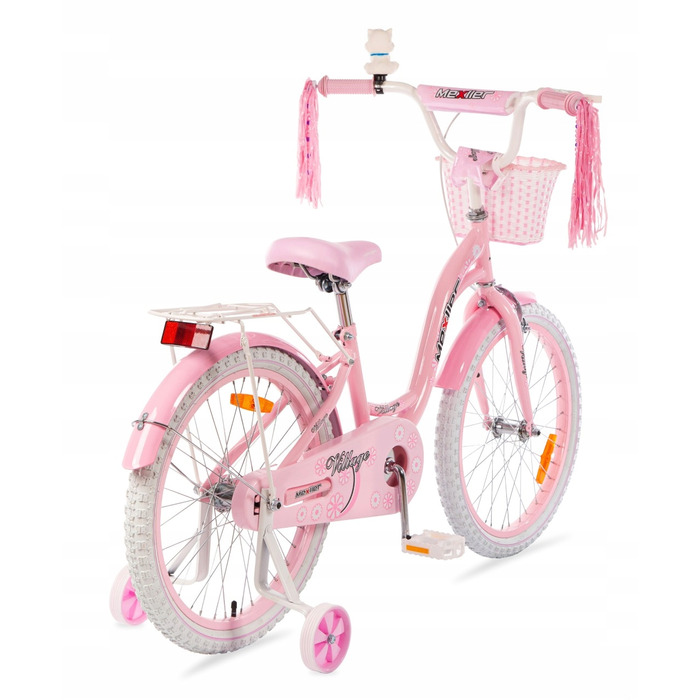 Дитячий велосипед для дівчинки Mexller, 20 дюймів, рожевий, з додатковими страховочними колесами