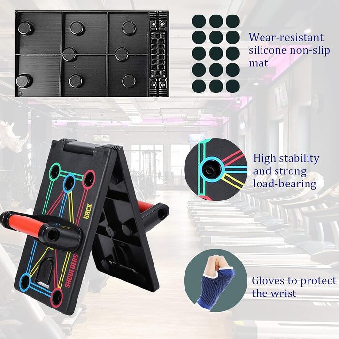 Дошка для віджимань AOUZEA Push Up Board 12-в-1: багатофункціональна, портативна, з захисними рукавичками та силіконовим килимком
