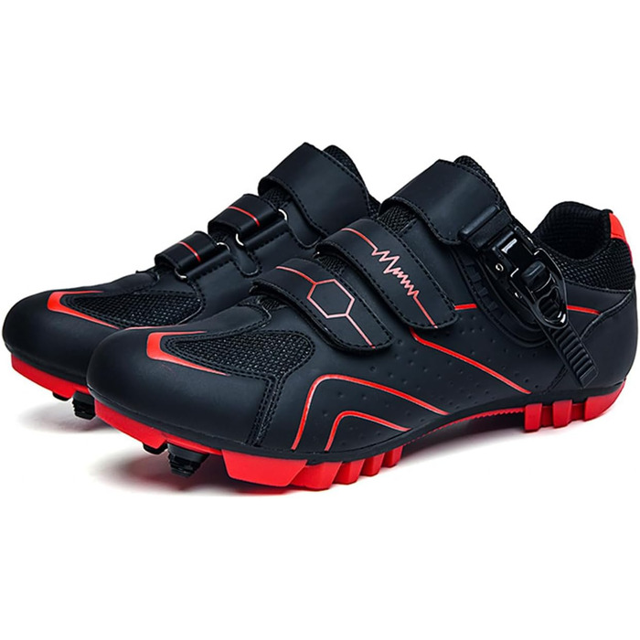 Велосипедні черевики для чоловіків та жінок MTB, шосейні, SPD, кросівки, дихаючі, для активного відпочинку, для занять у приміщенні, з пряжкою (36 EU, Червоний)