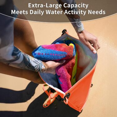 Надувна плавуча бойовка Naturehike 18L/25L з двома повітряними камерами, водонепроникний мішок, пляжна сумка з регульованим поясом для плавання та відпочинку на пляжі (Помаранчевий)