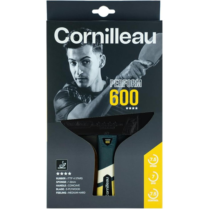 Набір для пінг-понгу Cornilleau Perform 600 – збалансований, для швидкості та обертання, ITTF 4 зірки, AERO-технологія, 5-шарове дерево