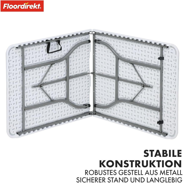 Зручний розкладний садовий столик Floordirekt Akita 120x60 см - для тераси, балкону, кемпінгу
