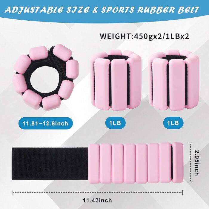 Набір манжет для ніг та зап'ястків BUCOMTU (2 шт.) - рожевий. Ідеально для йоги, танців, пілатесу, кардіо та ходьби