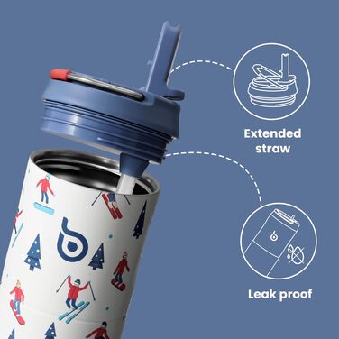 Термос пляшка BOTTLE BOTTLE 680 мл з трубочкою, кришкою та ручкою для спорту, подорожей, фітнесу, нержавіюча сталь, двошарова, герметична (для лижного спорту)