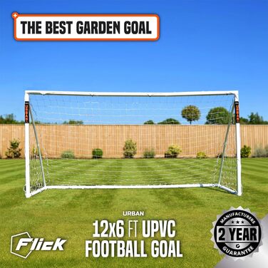 Футбольні ворота для саду Amazon Exklusives Football Flick Tor, всепогодні, посилений uPVC 70 мм, з системою фіксації, білі, 3.6 x 1.8 м